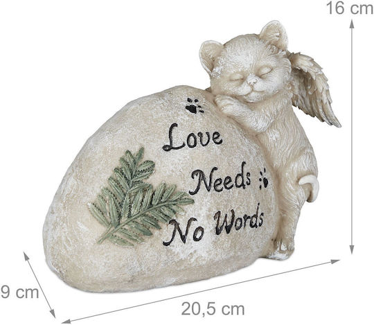 Statuie Memorială Pisici Relaxdays Înger Pisică Crem 20.5x9x16cm