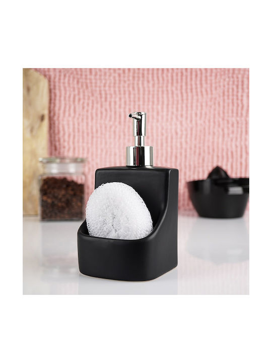 Vilde Kitchen Ceramic Dispenser with Sponge Holder Black 400ml