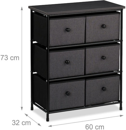 Storage Drawers from Wood Metal and Fabric L60xW32xH73cm