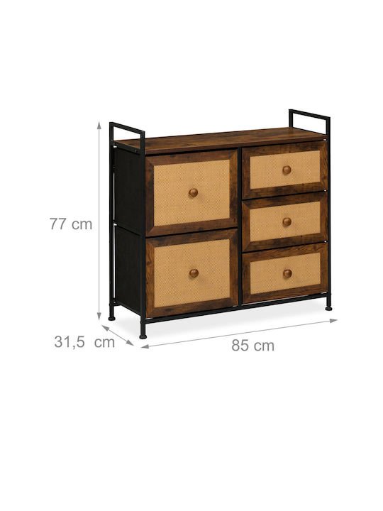 Sertar De Depozitare Din Lemn Metal Și Țesătură M85xL31.5xÎ77cm