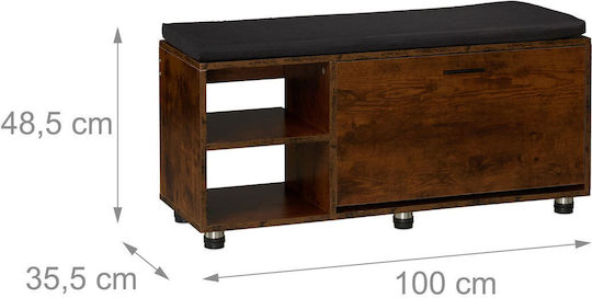 Hallway Furniture with Shoe Rack Wardrobe & Bench Brown/Black Colour 100x35.5x48.5cm