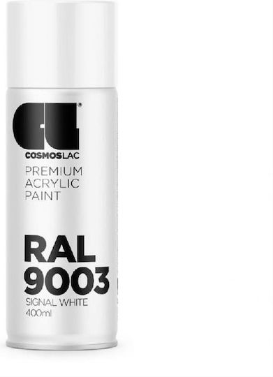 Cosmos Lac Spray Paint Acrylic with Metallic Effect RAL 9003 WHITE GLOSS 400ml