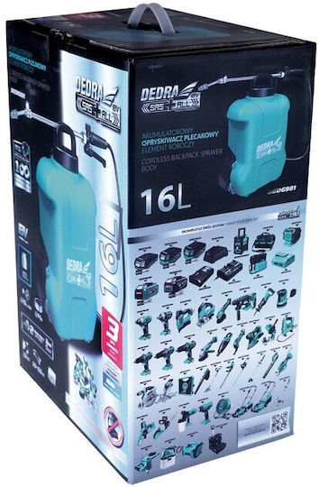 Dedra Backpack Sprayer 18V with Battery 2Ah with Capacity 16lt 5bar in Light Blue color