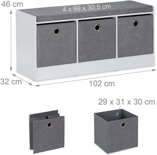 Mobilier Hol cu Bancă White/Gri 102x32x46 cm