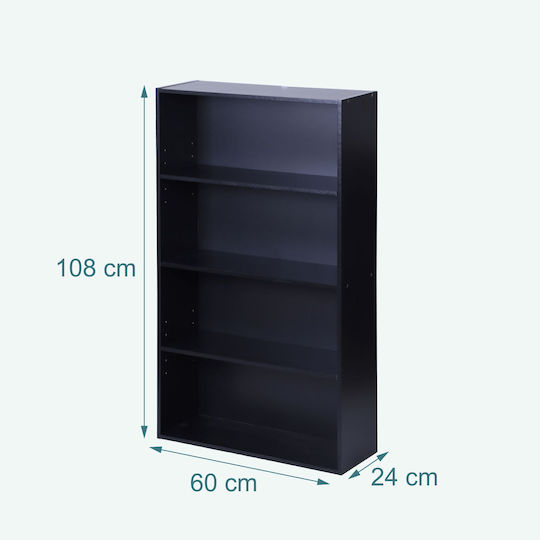 Bibliotecă Neagră 60x24x108 cm