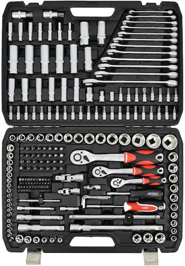 AWTools Ратчетни и гнездови гарнитури 1\4" & 3\8" & 1\2" 216бр