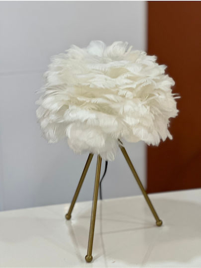 Lămpi De Masă Moderne Cu Pene Bază Metalică Albă 40cm