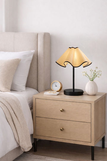 Modern Table Lamp with Wavy Shade Black 40cm