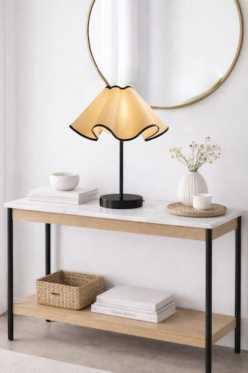 Modern Table Lamp with Wavy Shade Black 40cm