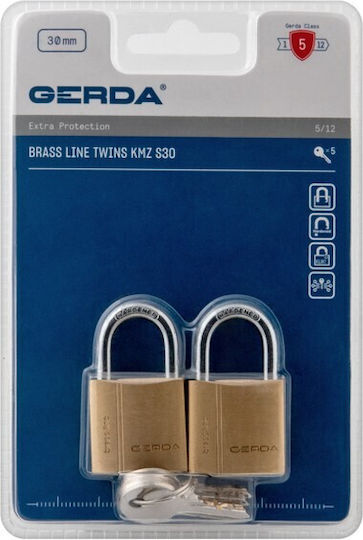 Gerda Bronze Padlock Brass with Key 30mm 2pcs