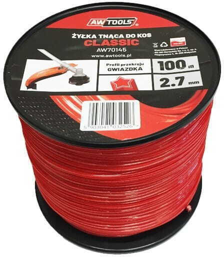AWTools AW70142 Brush Cutter Trimmer Line Square Length 100m and Thickness 2.7mm