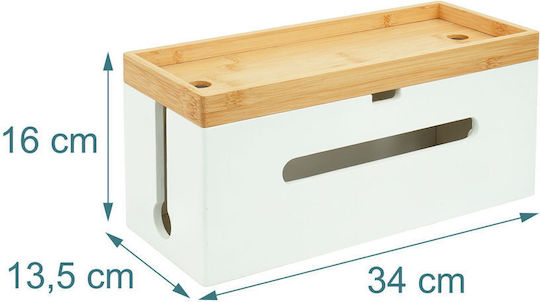 Relaxdays Bamboo Cable Box White 0
