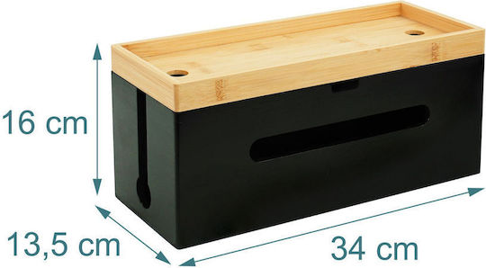 Relaxdays Bamboo Cable Box Light Brown Black 0