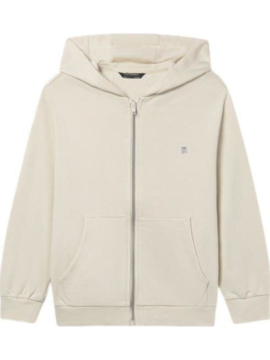 Kinder-Strickjacke Aus Baumwolle Mit Kapuzen Farbe Beige