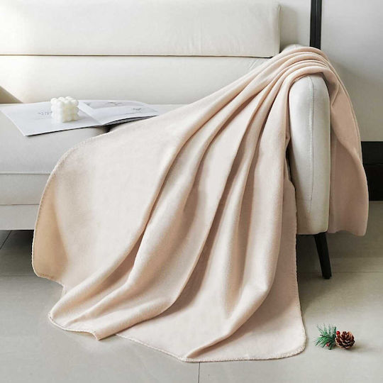 Fleece Blanket Set Single 150x200cm Beige