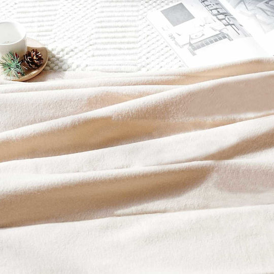 Fleece Blanket Set Single 150x200cm Beige