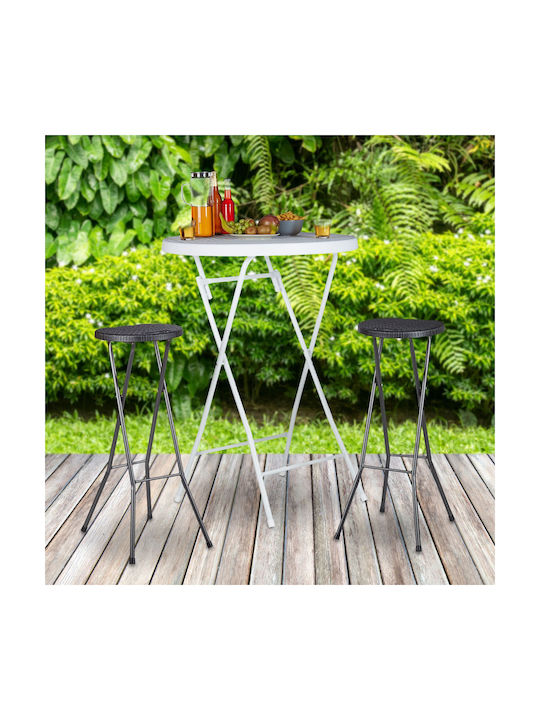 Scaun Plastic Pentru Bar Exterior Negru 2 Buc 32x29x80cm