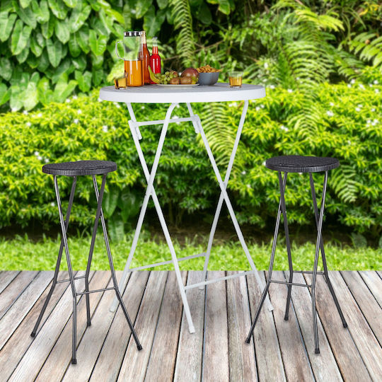Scaun Plastic Pentru Bar Exterior Negru 2 Buc 32x29x80cm
