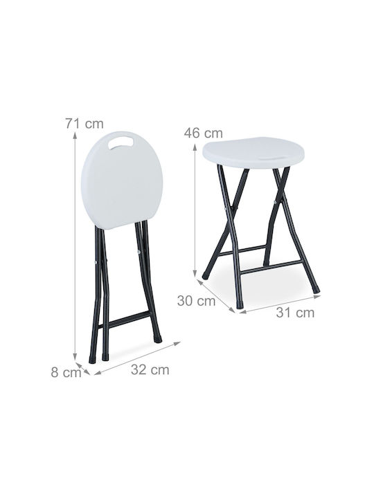 Taburet Din Plastic Pentru Exterior Alb/Negru 2 Buc 30x31x46cm
