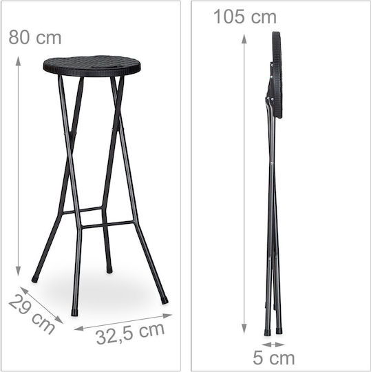 Scaun Plastic Pentru Bar Exterior Negru 2 Buc 32x29x80cm
