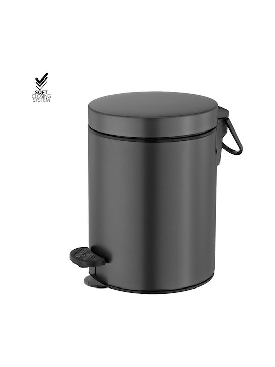 Sanco Μεταλλικό Καλαθάκι Μπάνιου Soft Close 5lt Καφέ