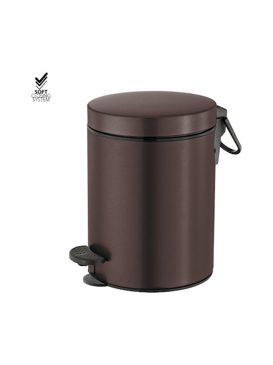 Sanco Μεταλλικό Καλαθάκι Μπάνιου Soft Close 5lt Καφέ