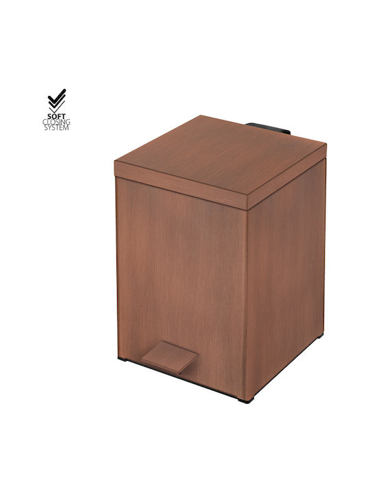 Sanco Μεταλλικό Καλαθάκι Μπάνιου Soft Close 5lt Καφέ