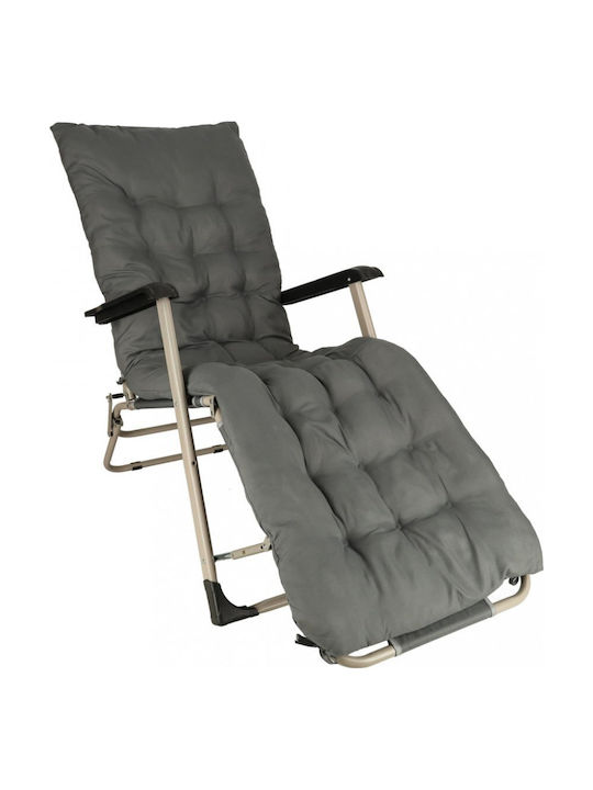 Aluminum Deckchair with Gray Pillow 170x75x13cm