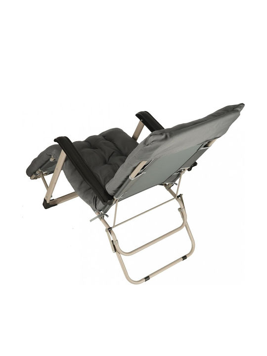 Aluminum Deckchair with Gray Pillow 170x75x13cm