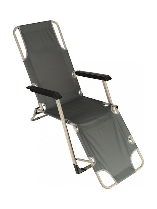 Aluminum Deckchair with Gray Pillow 170x75x13cm