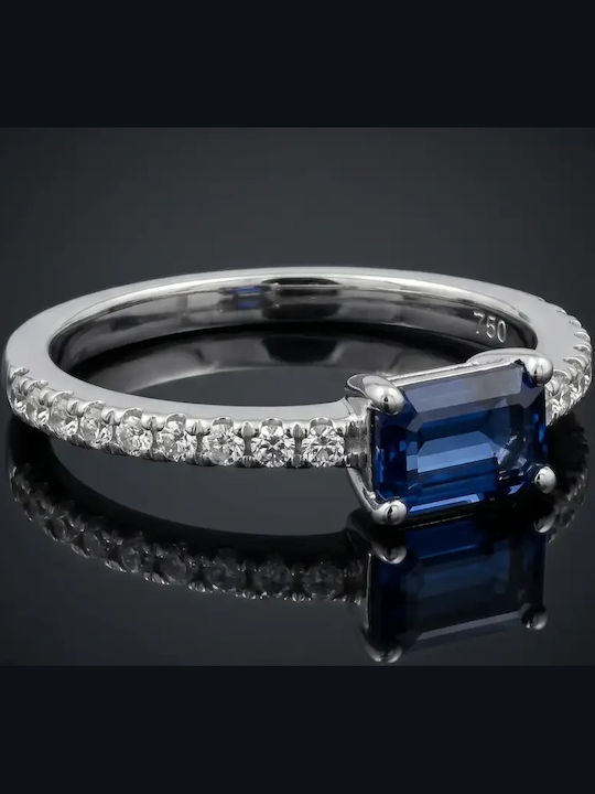 Damentagring mit Diamant aus Weißgold 18K