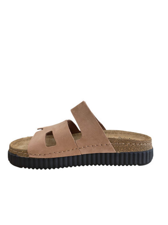 Leather Women's Flat Sandals Flatforms Pink