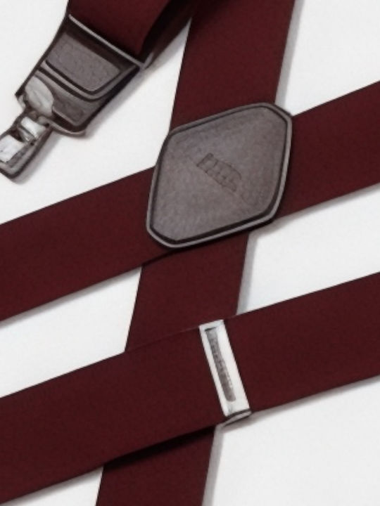 Miguel Bellido Smooth Elastic Strap Ανδρικές Τιράντες Δερμάτινα Κουμπώματα 3,5 Εκ Μπορντό
