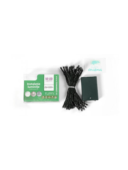 50 LED Lights 5m Green Battery Powered String