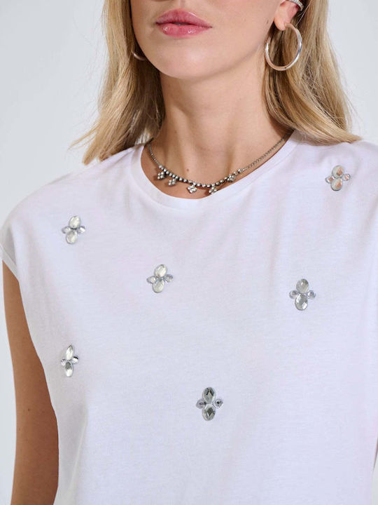 Damenbluse Baumwollarmes Weiß 10-120713-0-Weiß-S