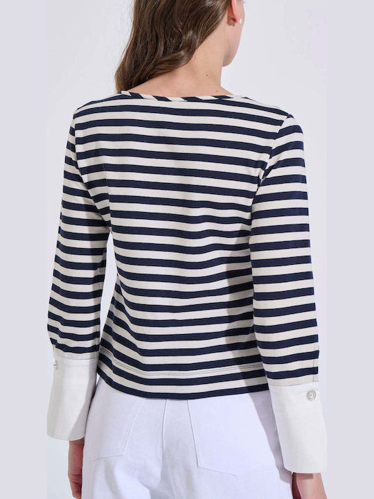 Women's Cotton Striped Blue Blouse