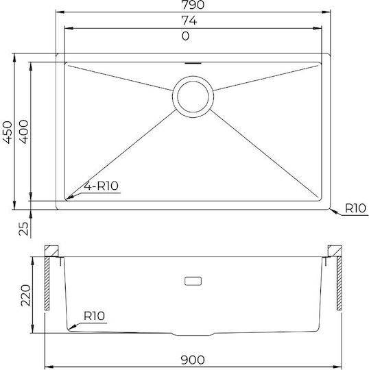 Helika Nova 100b Υποκαθήμενος Inox Μ79xΠ45cm