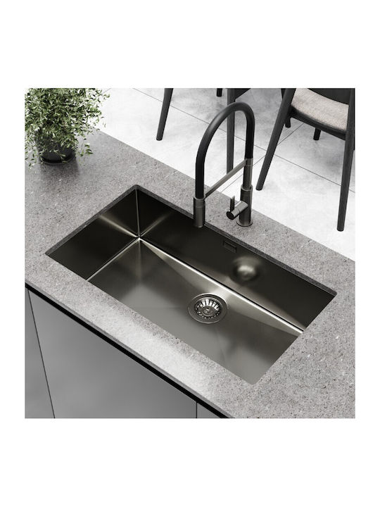 Helika Nova 100b Undermount Kitchen Sink Inox L79xW45cm Gray
