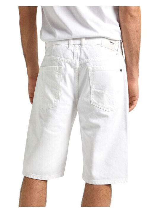 Pantaloni Scurți Bărbați Denim Alb