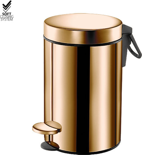 Sanco Metallic Bathroom Bin Soft Close 3lt Gold