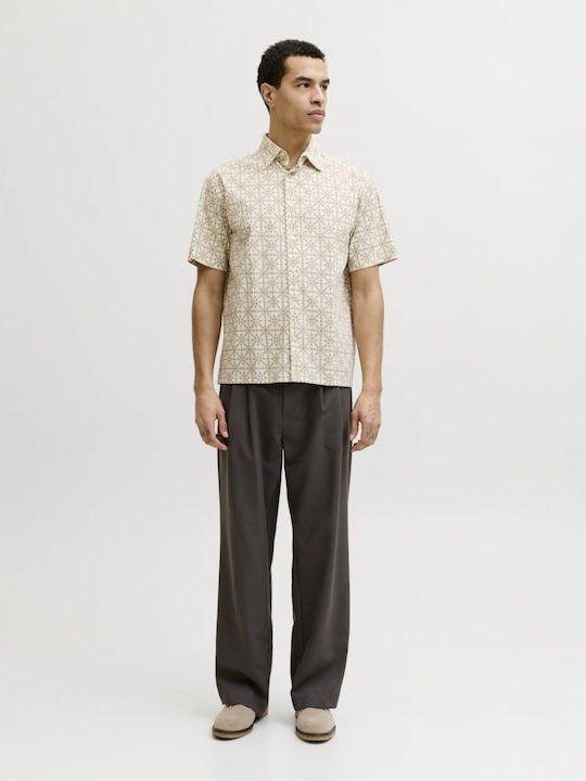 Short Sleeve Shirt in Wide Fit Beige