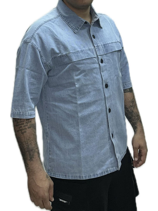 Herrenhemden Kurzärmeliges Hemd Hellblau