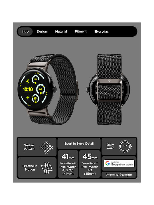 Spigen Λουράκι Μαύρο (Google Pixel Watch 4/3) Spigen Λουράκι Μαύρο (Google Pixel Watch 4/3)