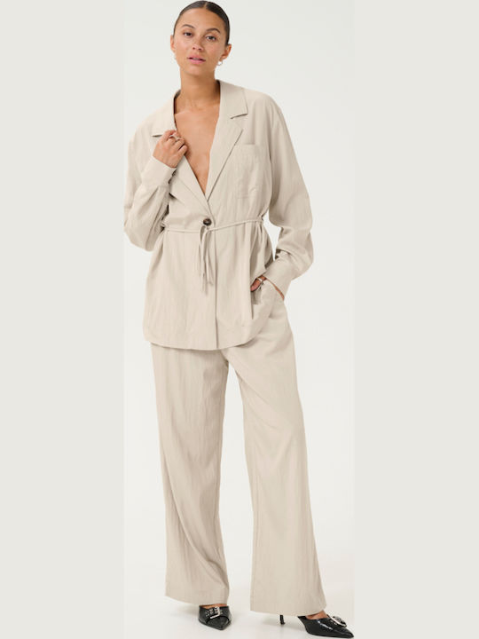 Damen Stoffhose mit Gummiband in Entspannte Passform Feather Grau