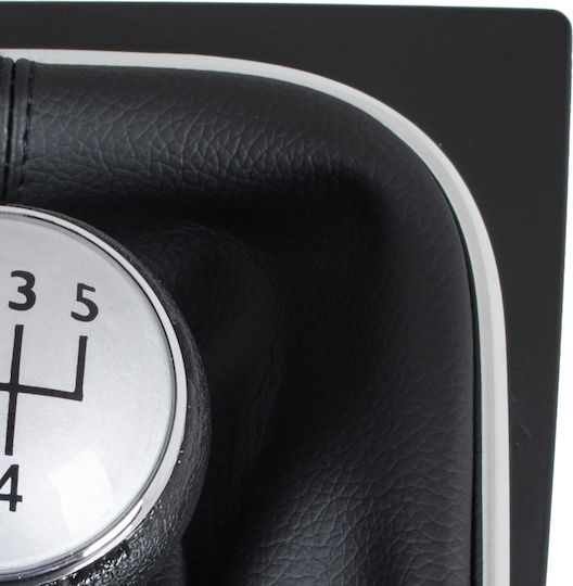 Vw Golf V 03-08 Silver + Black Gear Shift Knob Chrome Frame 5 Speed