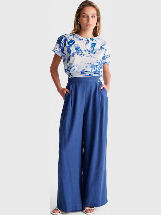 Women's Linen Pantaloons Blue