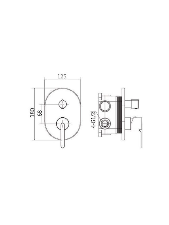 Orabella Orabella Built-in Faucet Mixer for Shower 2 Exits Bronze