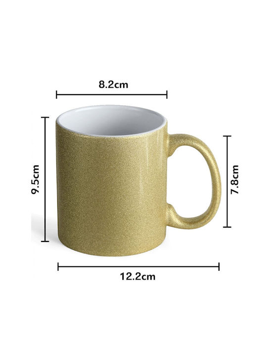Koupakoupa Metallic Mug Ceramic Gold 330ml KP_34036 Gold Glitter