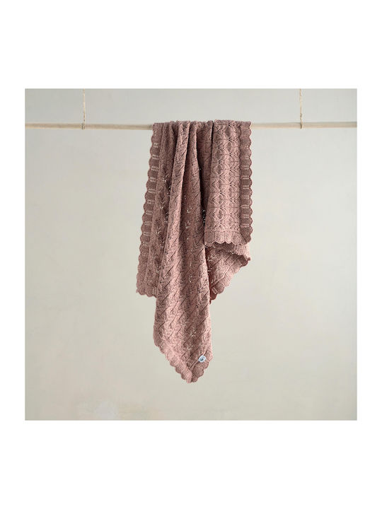 Mamas & Papas Nursery Swaddling Blanket Wildflower Knitted Pink 70x90cm