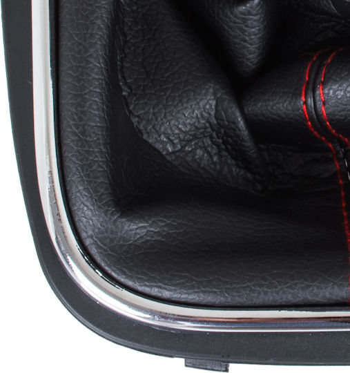 VW Golf V 03-08 Mâner Schimbător Viteze + Manșon Negru Cusături Roșii Cadru Cromat 5 Viteze